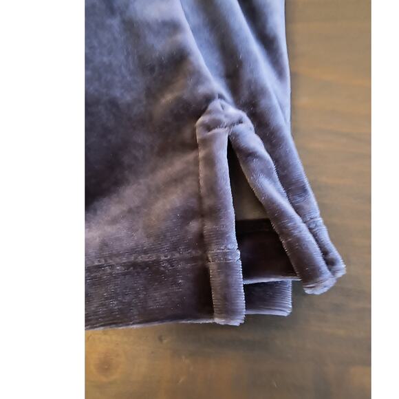 Lands' End Crushed Velvet Top Women's Sz M  Gray Draped neck Long Sleeve Popover - Picture 6 of 11